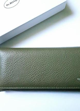 Кошелёк женский кожаный облегченный dr. bond портмоне на кнопке зеленый