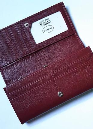 Кошелёк женский кожаный облегченный dr. bond портмоне на кнопке бордо