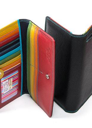 Гаманець жіночий портмоне шкіряний на кнопці dr. bond легкий чорний