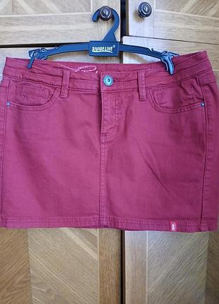 Брендовая коттоновая красная юбка