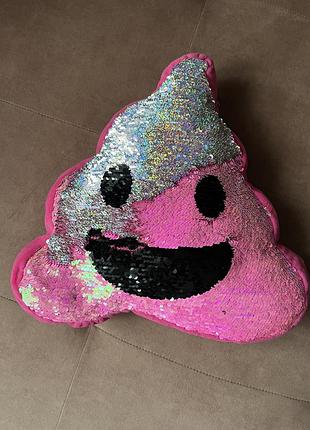 Рожева декоративна подушка какашка лайно пайєтки