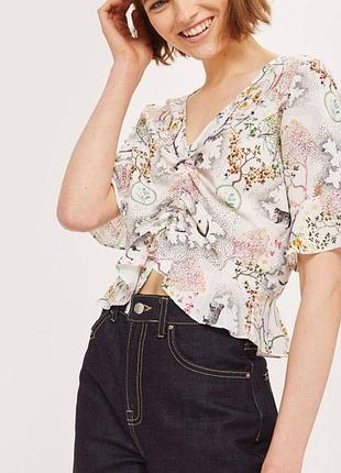 Топ блузка летняя короткая на завязках, topshop, 38 eur, в идеальном состоянии