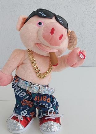 Интерактивная свинка-репер, танцующая под музыку в очках (4980)