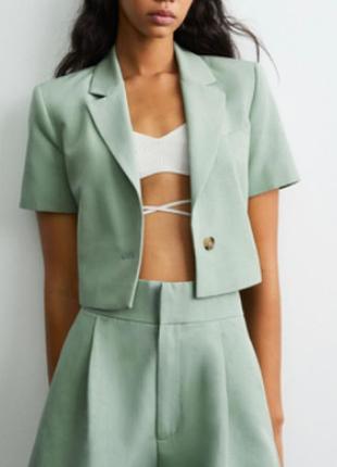 Укороченный жакет льняной zara, размер s (36)