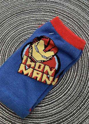 Хлопковые носки синие "iron man" marvel для подростка 37/40 размер, бренд primark, крупнобритания