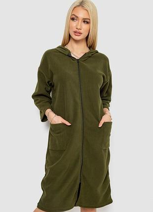 Халат женский на молнии, цвет хаки