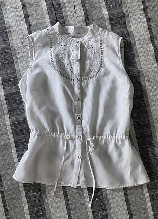 Блуза сорочка з прошвою льон