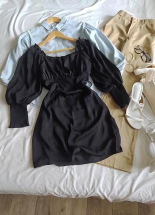 Нарядное черное платье с рукавом три четверти