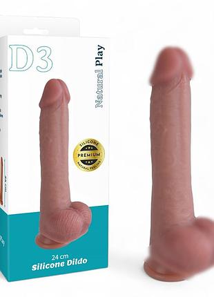 Великий фалоімітатор на присосці силіконовий 24 см реалістичний фалоімітатор тілесного кольору faloimitator