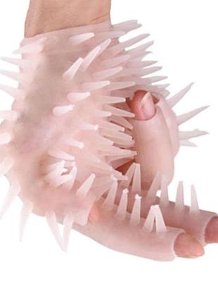 Рукавички з м'якими шипами для мастурбації еротичного масажу тілесного кольору.