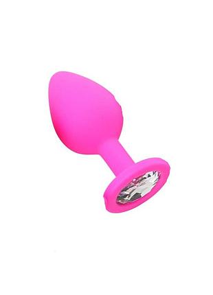 Анальна пробка силіконова кристал рожевий розмір m