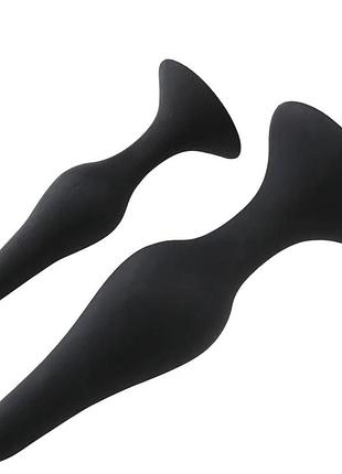 Анальні іграшки пробки комплект пробок для анала із силікону чорного кольору