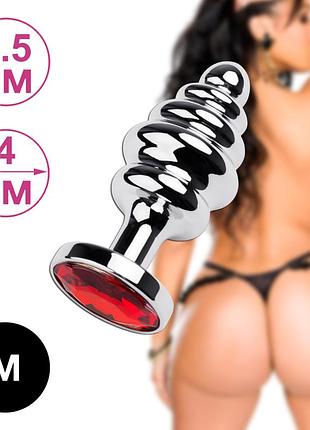 Анальная пробка с камнем плаг анальный без вибрации ребристая стимулятор для ануса