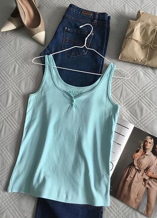 Базовая хлопковая майка в бирюзовом цвете в размере 10