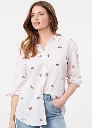 Актуальная рубашка рубашка блузка оверсайз рубашка свободного кроя принт бабочки joules, р.10 дефект