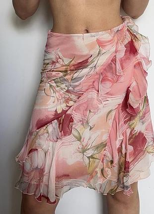 Розкішна вінтажна шовкова міні спідниця blumarine бохо