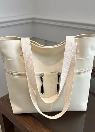 Жіноча сумка-шопер із довгими ручками текстильна