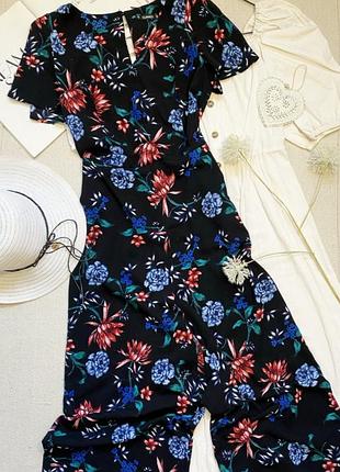 Летний комбинезон кюлоты dunnes в цветочный принт с карманами