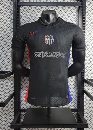 Ігрова футболка барселона найк 24/25 спортивна футбольна форма nike чорна ламін ямал мессі