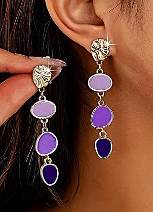 Женские серьги подвески фиолетового цвета sku 03578