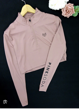 Укороченный спортивный топ с длинными рукавами на короткой молнии pink soda