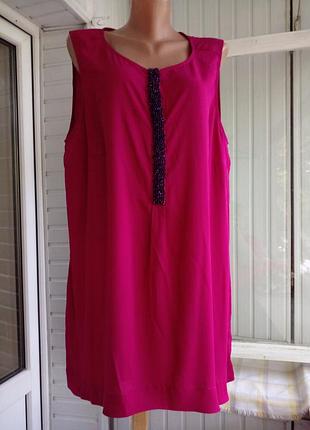 Нарядная шифоновая блуза туника со стразами большого размера батал