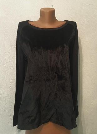 Чорний джемпер, реглан із хутряною вставкою