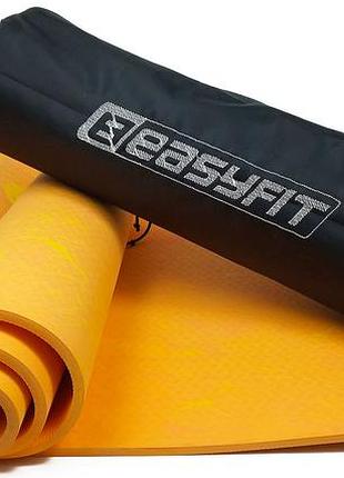 Коврик для йоги и фитнеса easyfit per premium mat 8 мм + чехол оранжевый коврик для фитнеса йоги аэробики