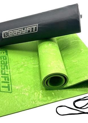 Коврик для йоги и фитнеса easyfit per premium mat 8 мм + чехол салатовый коврик для фитнеса йоги аэробики