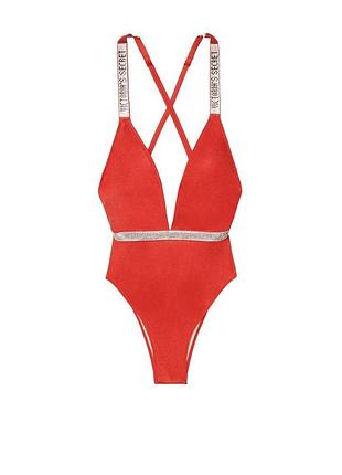 Купальник монокіні зі стразами victoria's secret shine strap plunge one-piece swimsuit