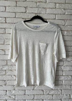 Футболка белая ленard darel размер м идеал карман/вышивка