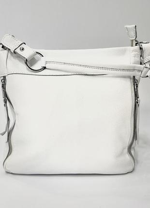 Містка жіноча сумка з натуральної шкіри в білому кольорі