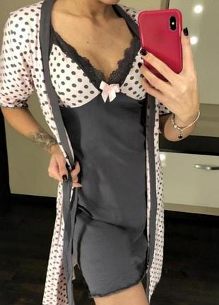 Miss victoria халат и ночнушка 100%хлопок(42-44) м(44-46) л(46-48) хл(48-50) туречня