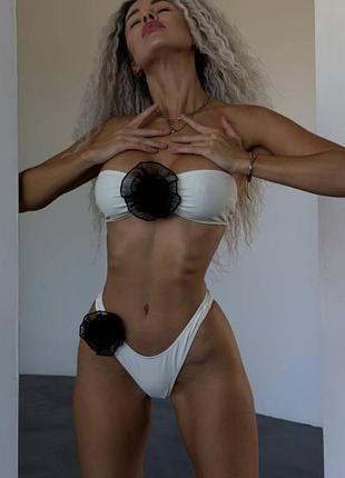 Купальник бандо з трояндами