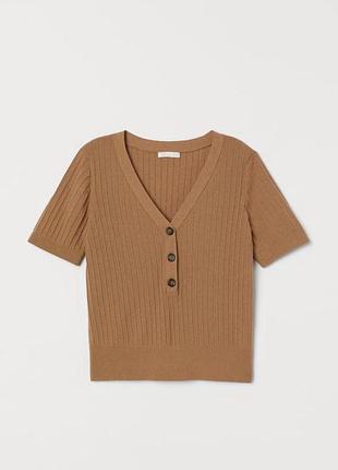 Котонова футболка з ґудзиками в стилі олд мані від h&m
