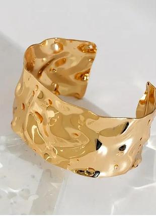 Широкий браслет скоба манжет кафф м'ята пластина, 1229