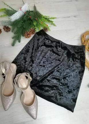Стильная велюровая юбка - мраморный велюр1 фото