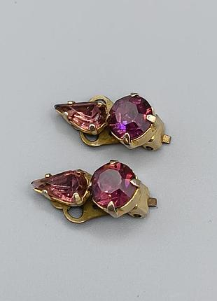 Винтажные серьги клипсы с кристаллами