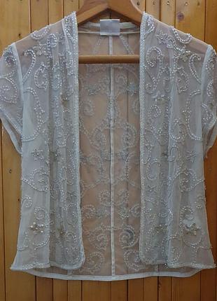 Блузка накидка элегантная расшитая густо бисером