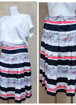 Летняя хлопковая юбка в морскую полоску 
laura ashley