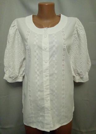 Стильная блуза с вышивкой и прошвой, этно, бохо   №8bp