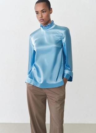 487.невероятная вискозная удлиненная блузка успешного испанского бренда zara