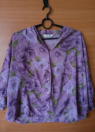 Легкая шифоновая блуза с цветочным принтом