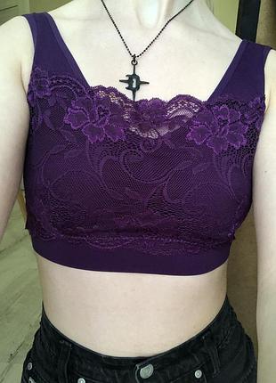 Кружевной фиолетовый топ бралет american apparel