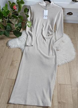 Мягкое платье soft со сборками от zara, размер m❤️2 фото