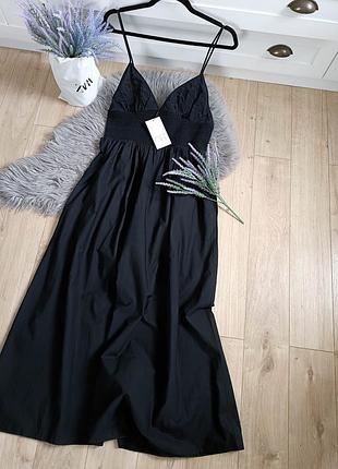 Габардиновое платье с вышивкой от zara, размер xl