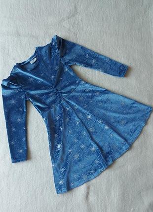 Нарядное бархатное платье в снежинки matalan на 6-8 лет