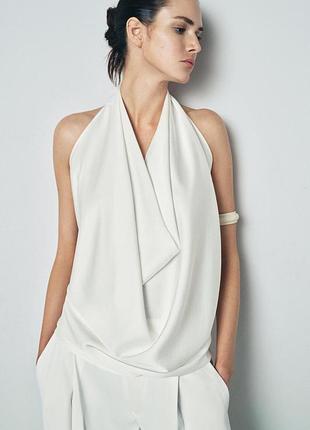 Білий атласний топ / блуза zara