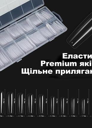 Гелевые типсы 240шт. xxxl - квадрат длинные жидкие типсы (накладные ногти)2 фото