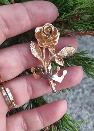 Брош вінтаж 50х? троянда і корона, має вагу